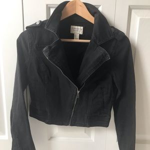 Forever 21 black jean moto jacket
